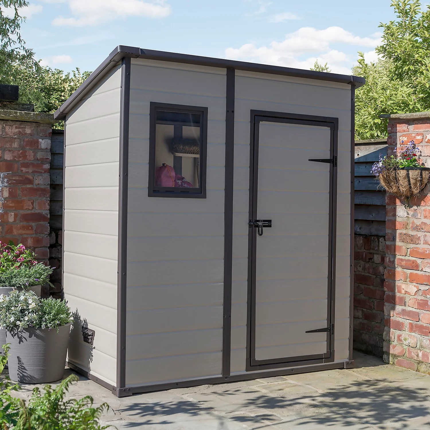 Keter Manor 6 X 4ft Outdoor Garden Pent Storage Shed - Beige/Brown - Image 9