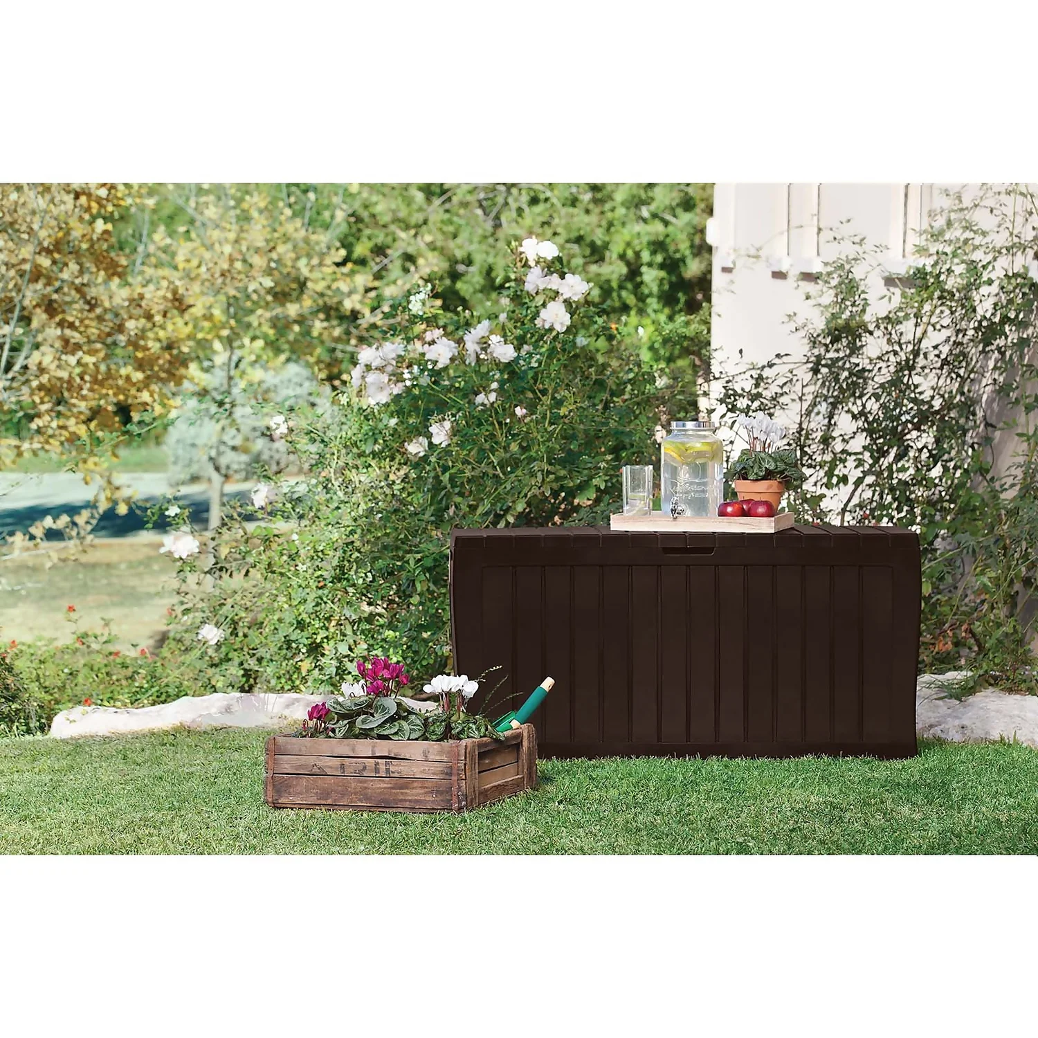 Keter Marvel Plus Outdoor Garden Storage Box 270L - Brown - Image 4