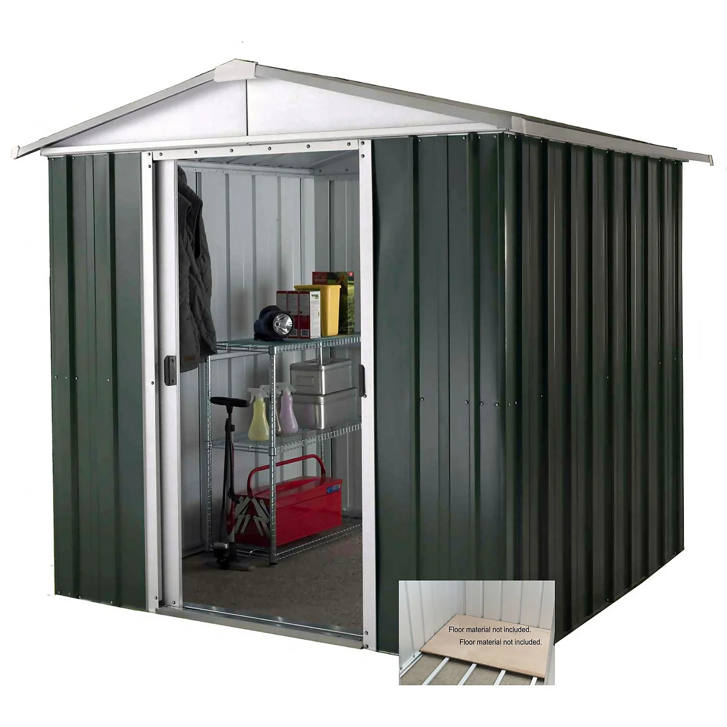 Yardmaster 6x5ft Hercules Deluxe Apex Metal Shed With Floor Frame - Image 2