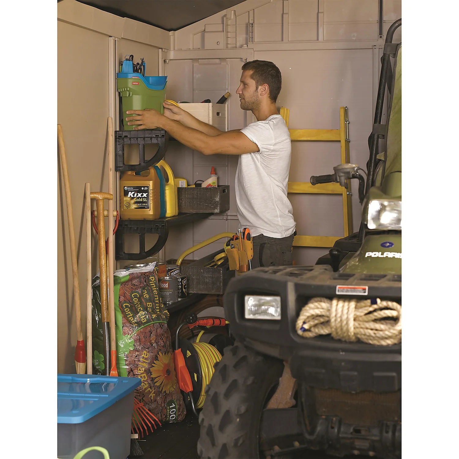 Keter Factor 8 X 11ft Outdoor Garden Apex Storage Shed - Beige/Brown - Image 10