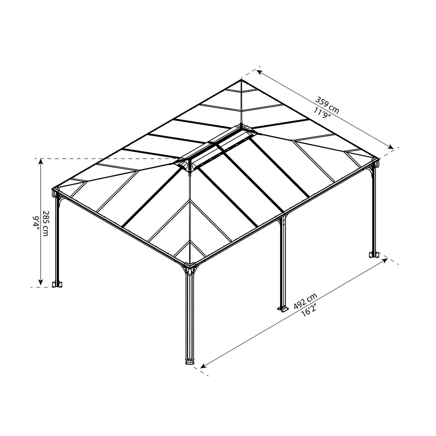 Palram - Canopia Martinique 5000 Garden Gazebo Grey Bronze - Image 6