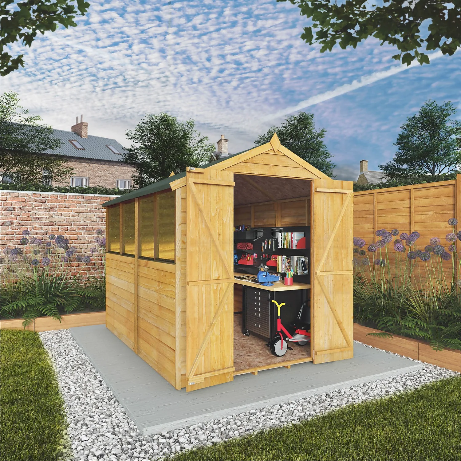 Mercia 8 X 6ft Overlap Double Door Apex Shed - Image 2