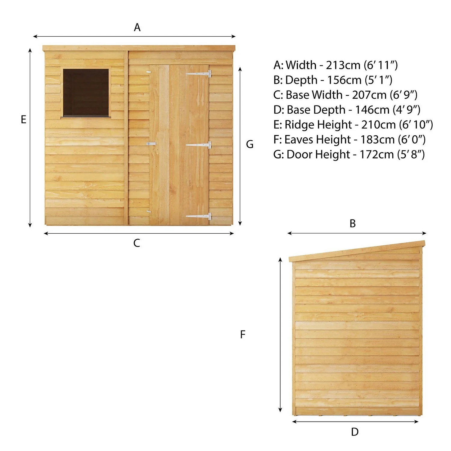 Mercia 7 X 5ft Overlap Pent Shed - Incl. Installation - Image 10