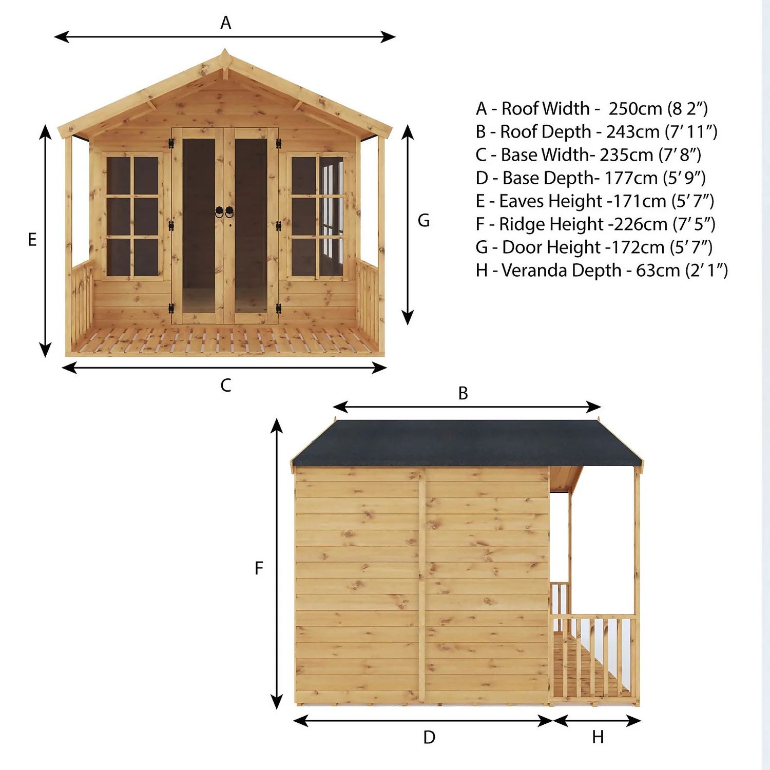 Mercia 8x8ft Traditional Summerhouse - Image 9