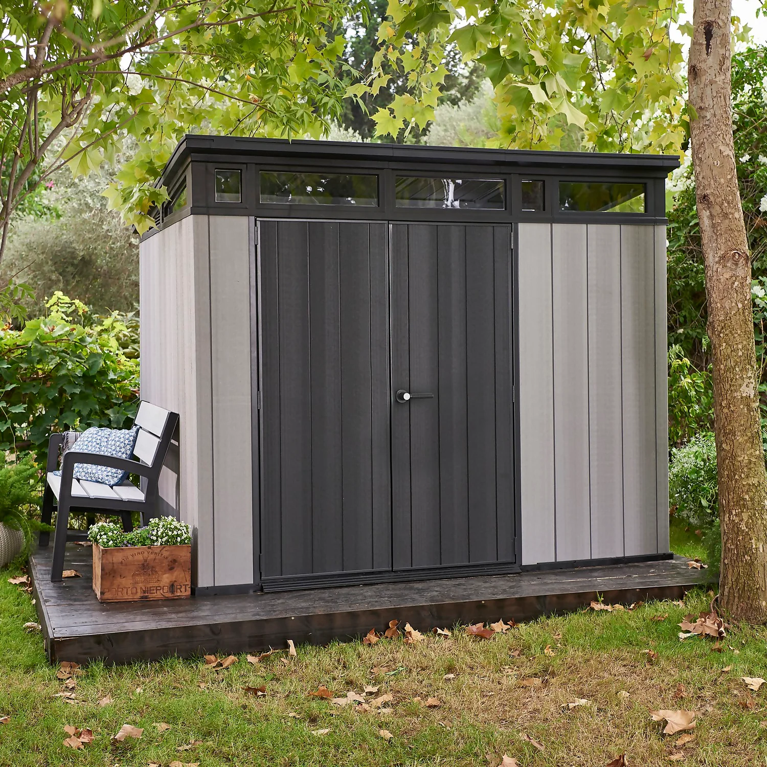 Keter Artisan 9 X 7ft Outdoor Garden Storage Pent Shed - Grey - Image 2