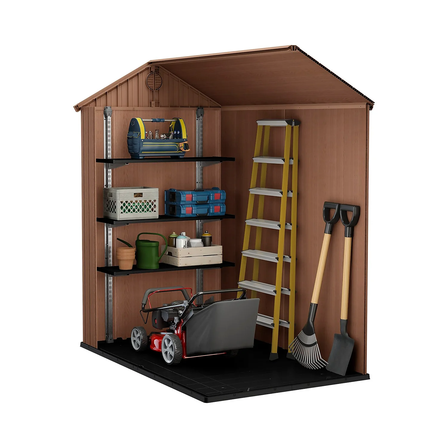 Keter Darwin 6 X 4ft Outdoor Garden Apex Storage Shed - Brown - Image 10