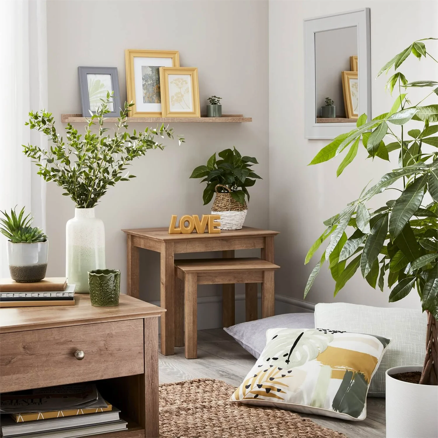 Plant In Two Tone Basket - White & Natural - Image 2