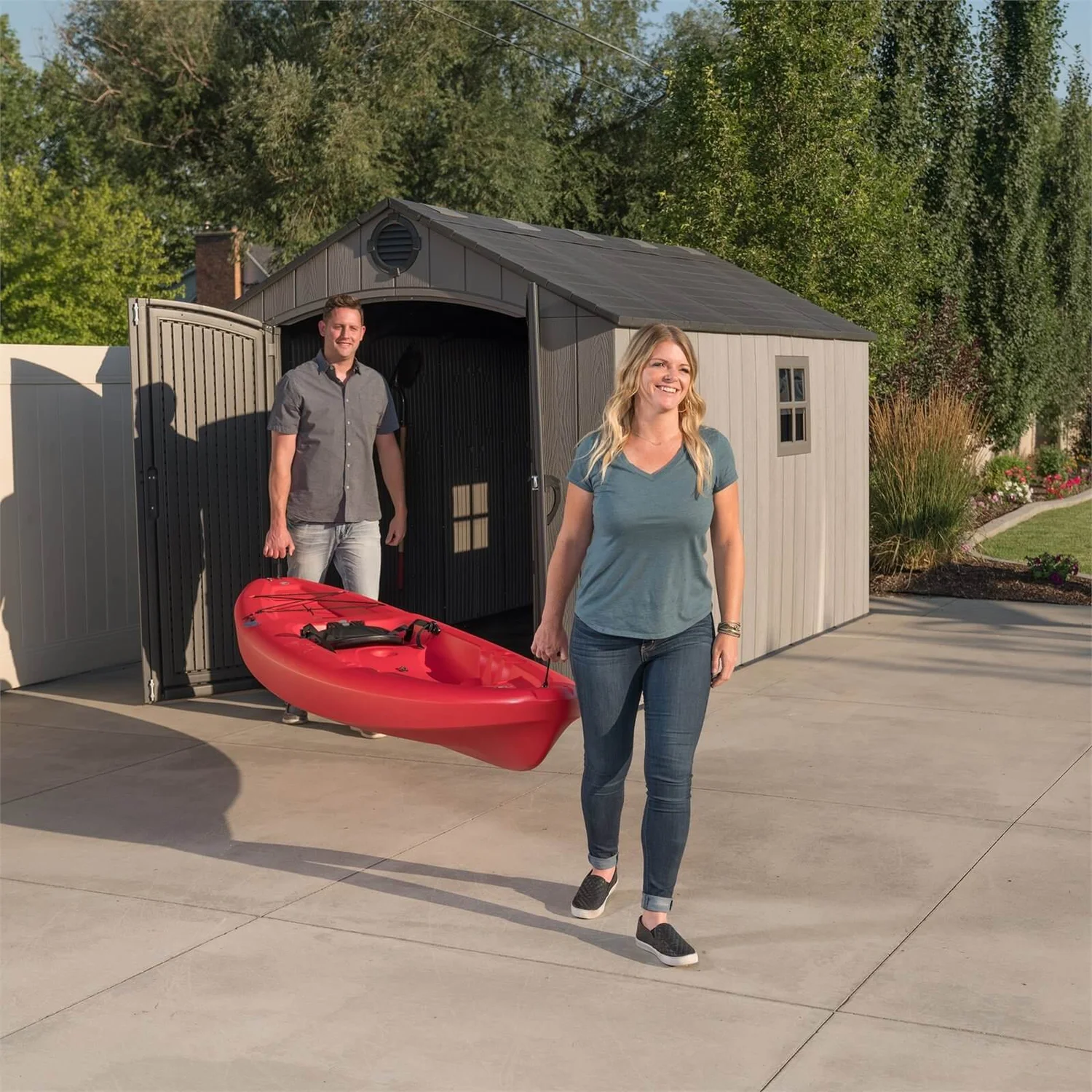 Lifetime 8x12.5 Ft Rough Cut Outdoor Storage Shed - Image 2