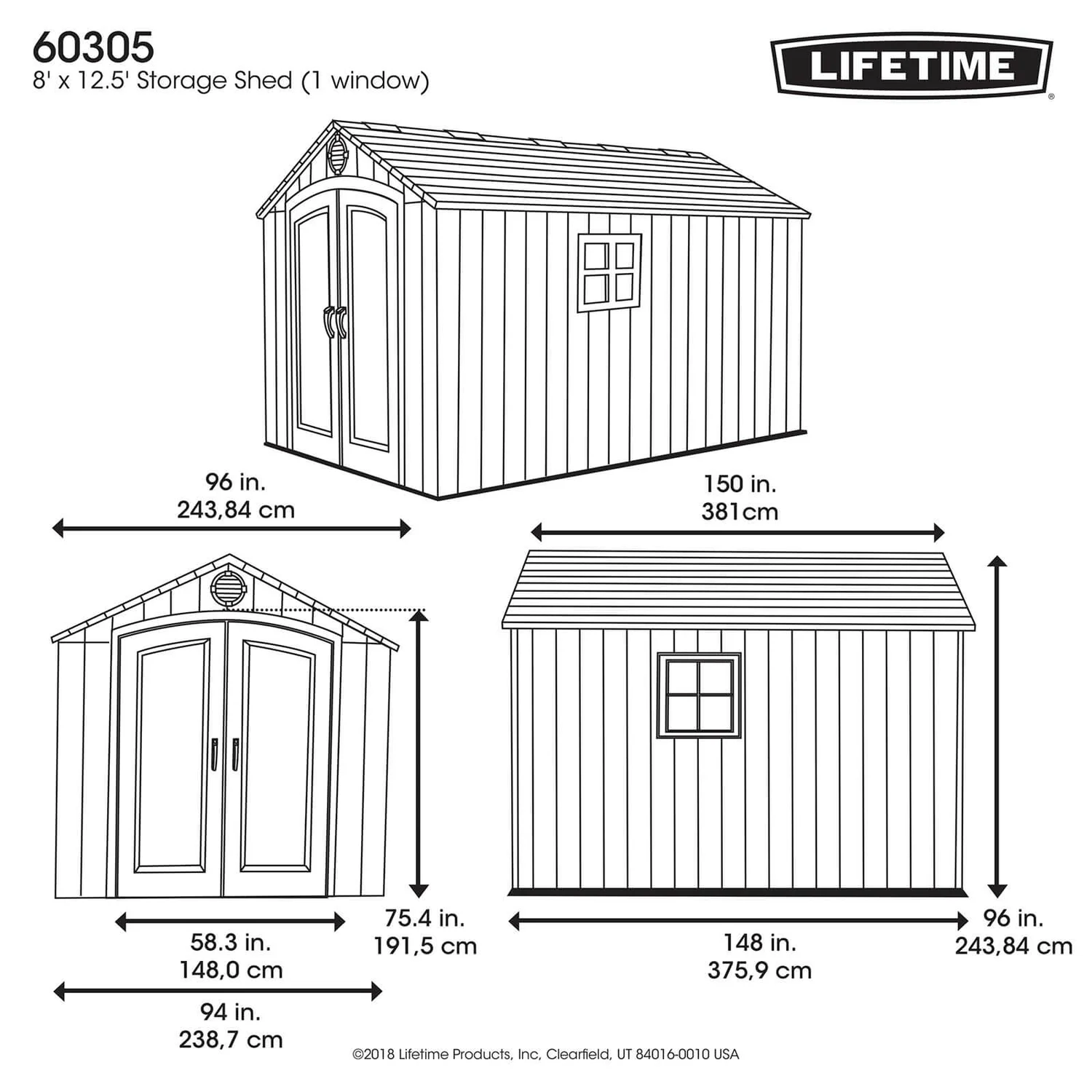 Lifetime 8x12.5 Ft Rough Cut Outdoor Storage Shed - Image 10