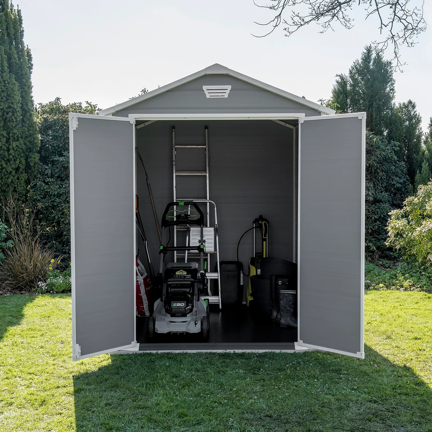 Keter Manor 6 X 8ft Outdoor Garden Apex Storage Shed - Grey - Image 9
