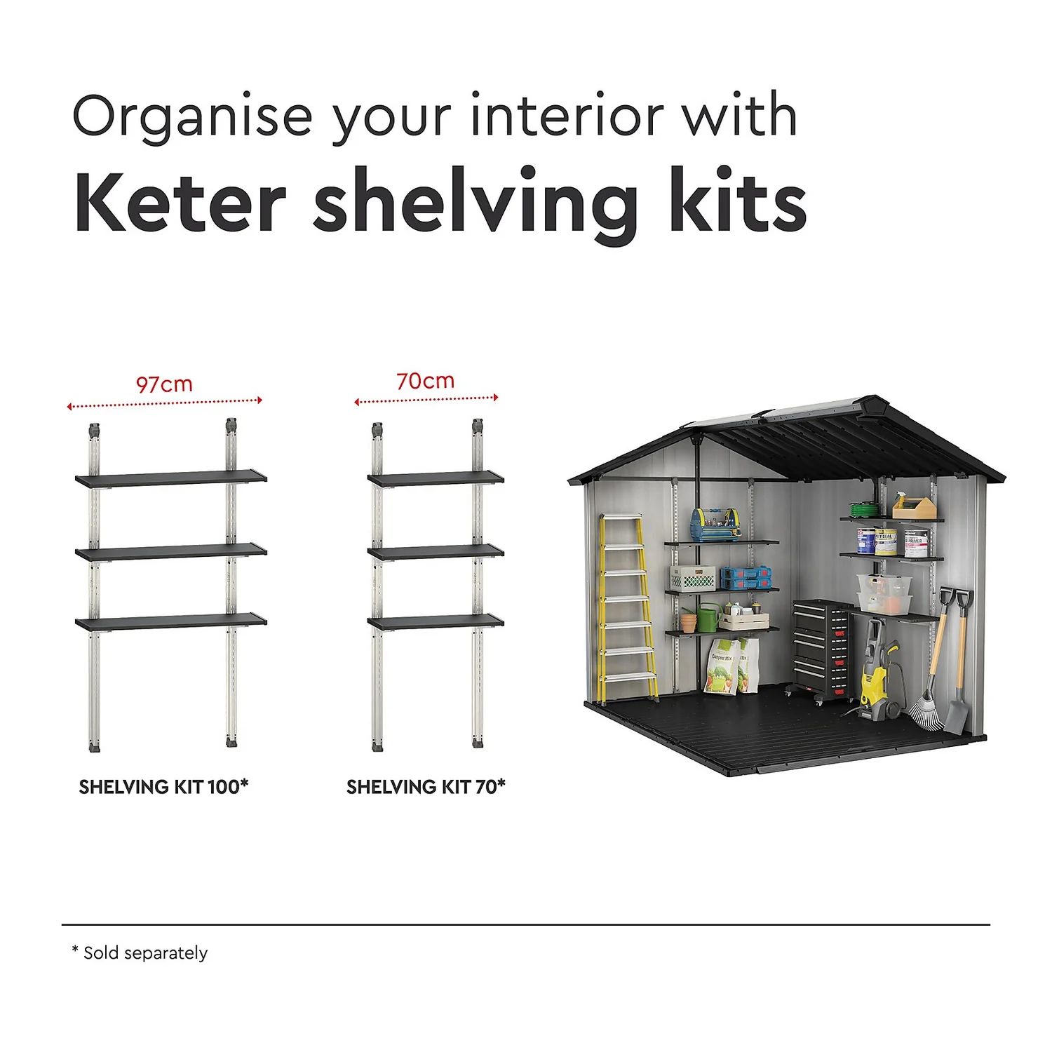 Keter Oakland 7.5 X 9ft Outdoor Garden Apex Storage Shed - Grey - Image 10