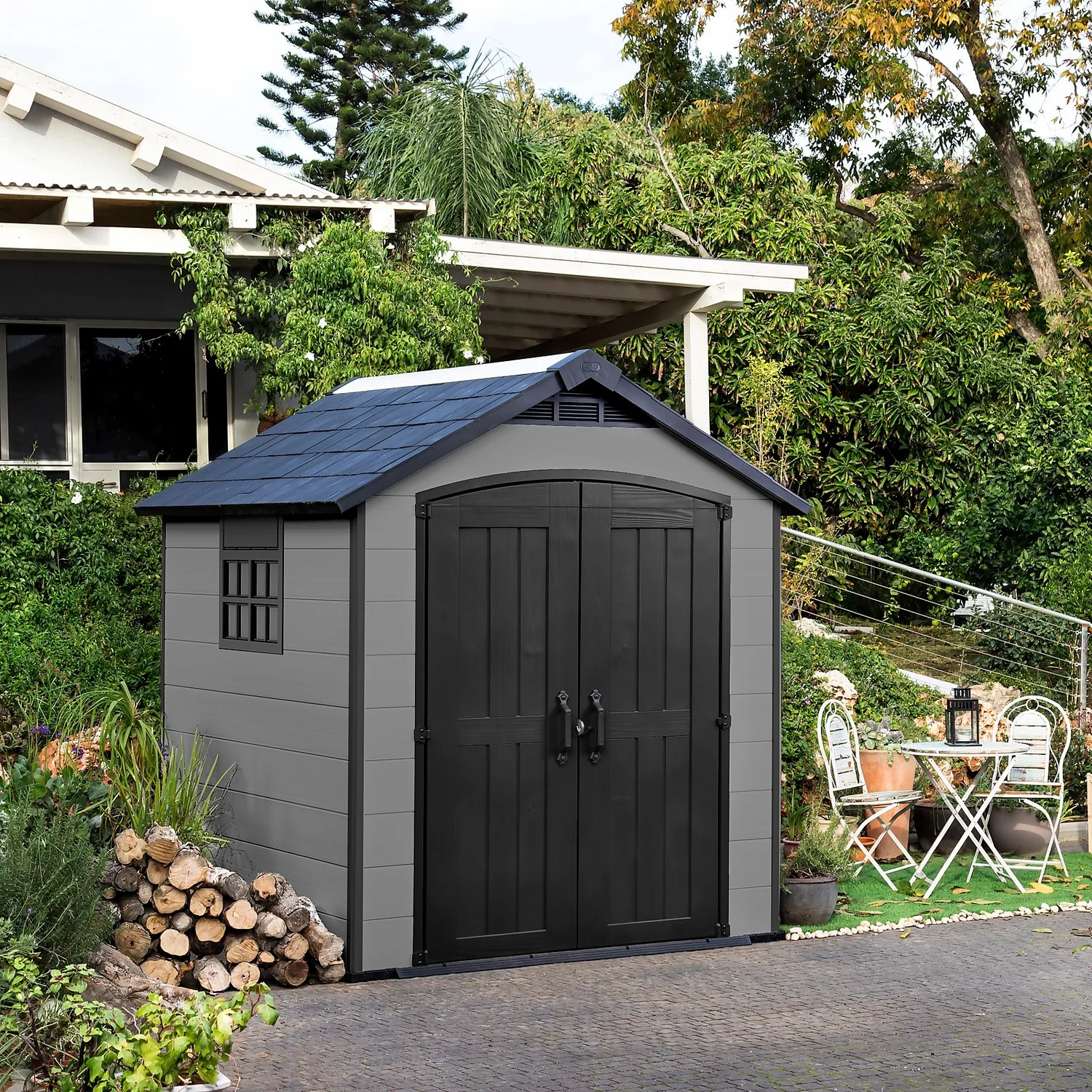 Keter Premier 7 X 7ft Outdoor Garden Apex Storage Shed - Grey - Image 2