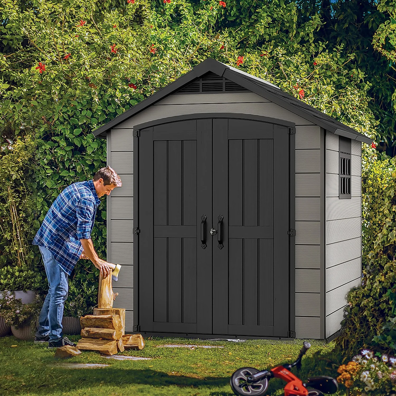 Keter Premier 7 X 7ft Outdoor Garden Apex Storage Shed - Grey - Image 10
