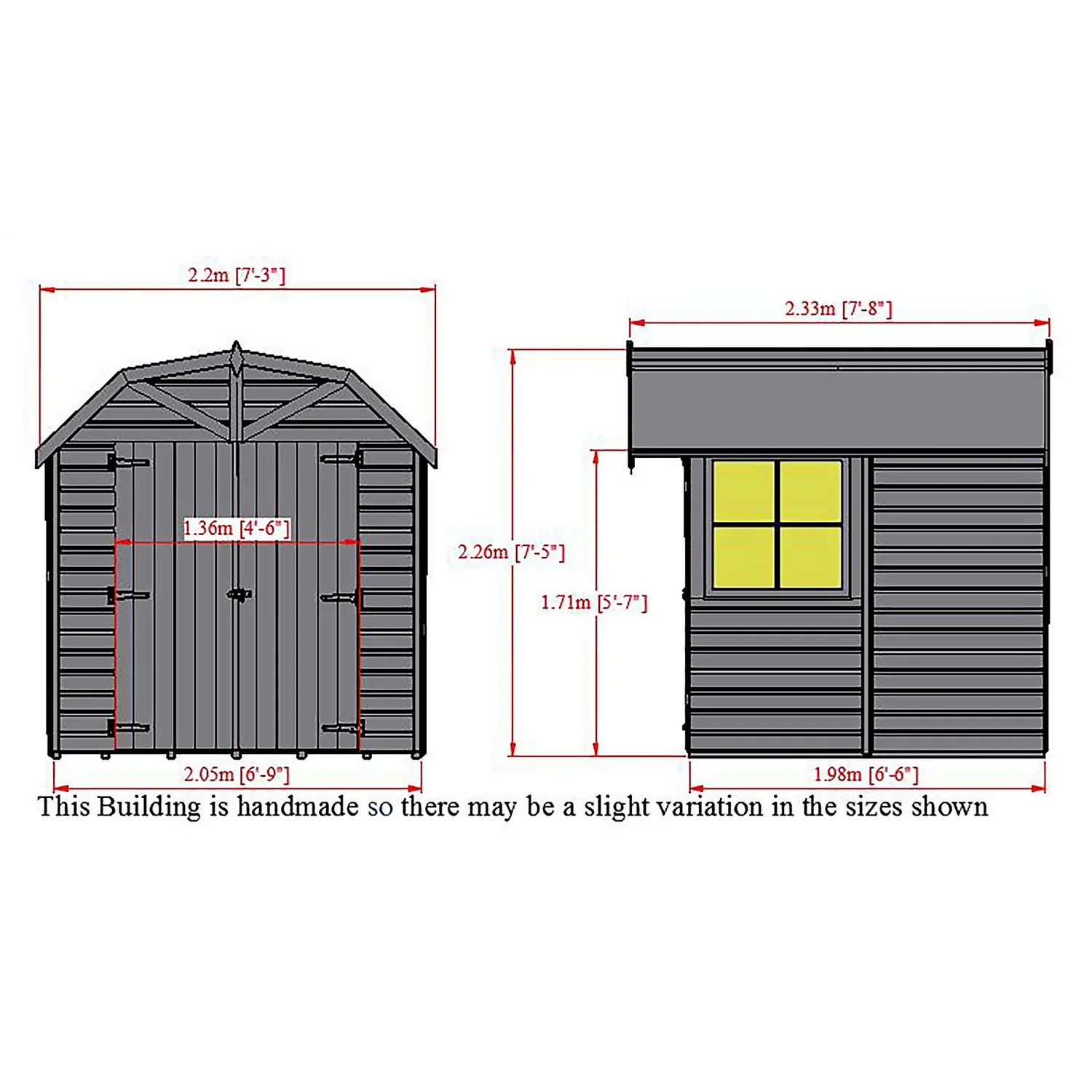 Shire Barn Style Shed - 7 X 7ft - Image 9