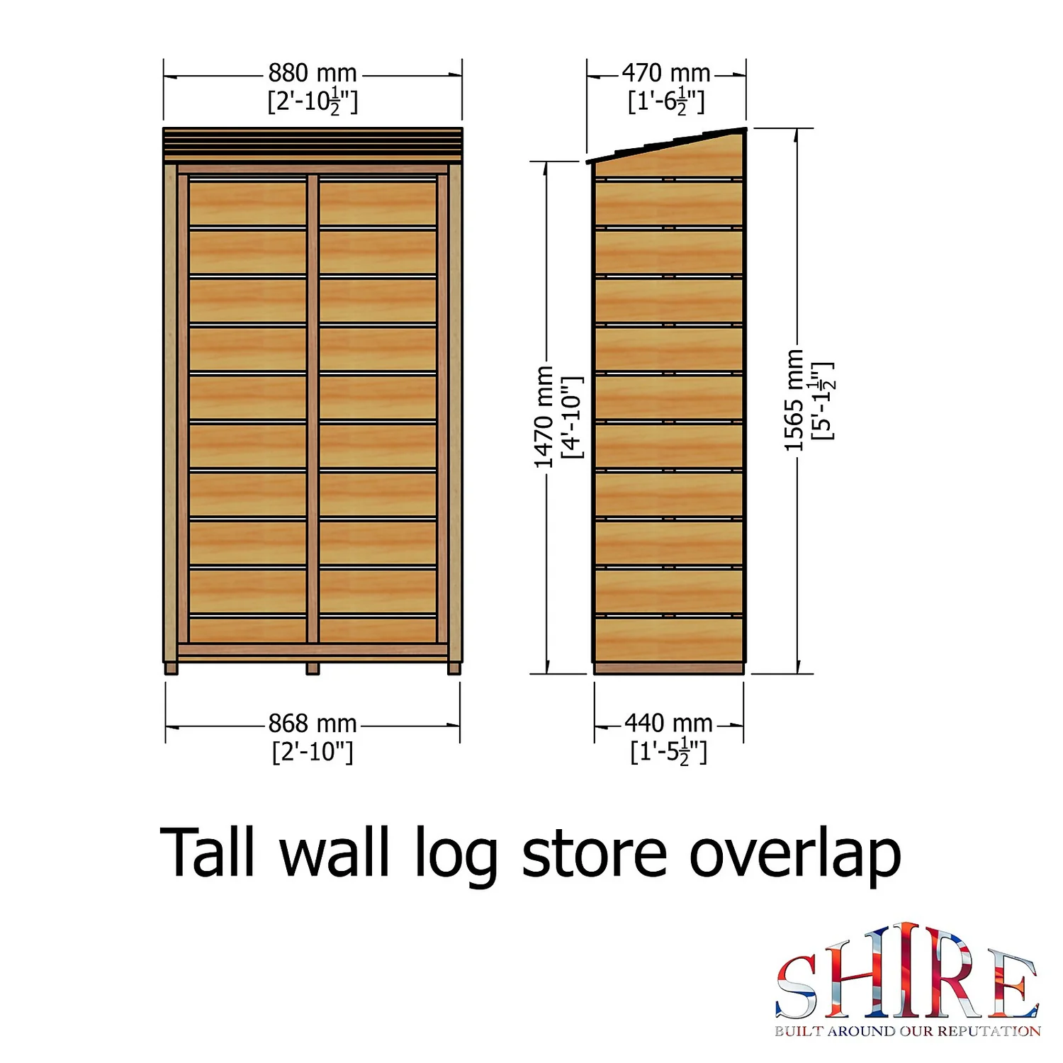 Shire Tall Wall Log Store - 3x1.5ft - Image 7