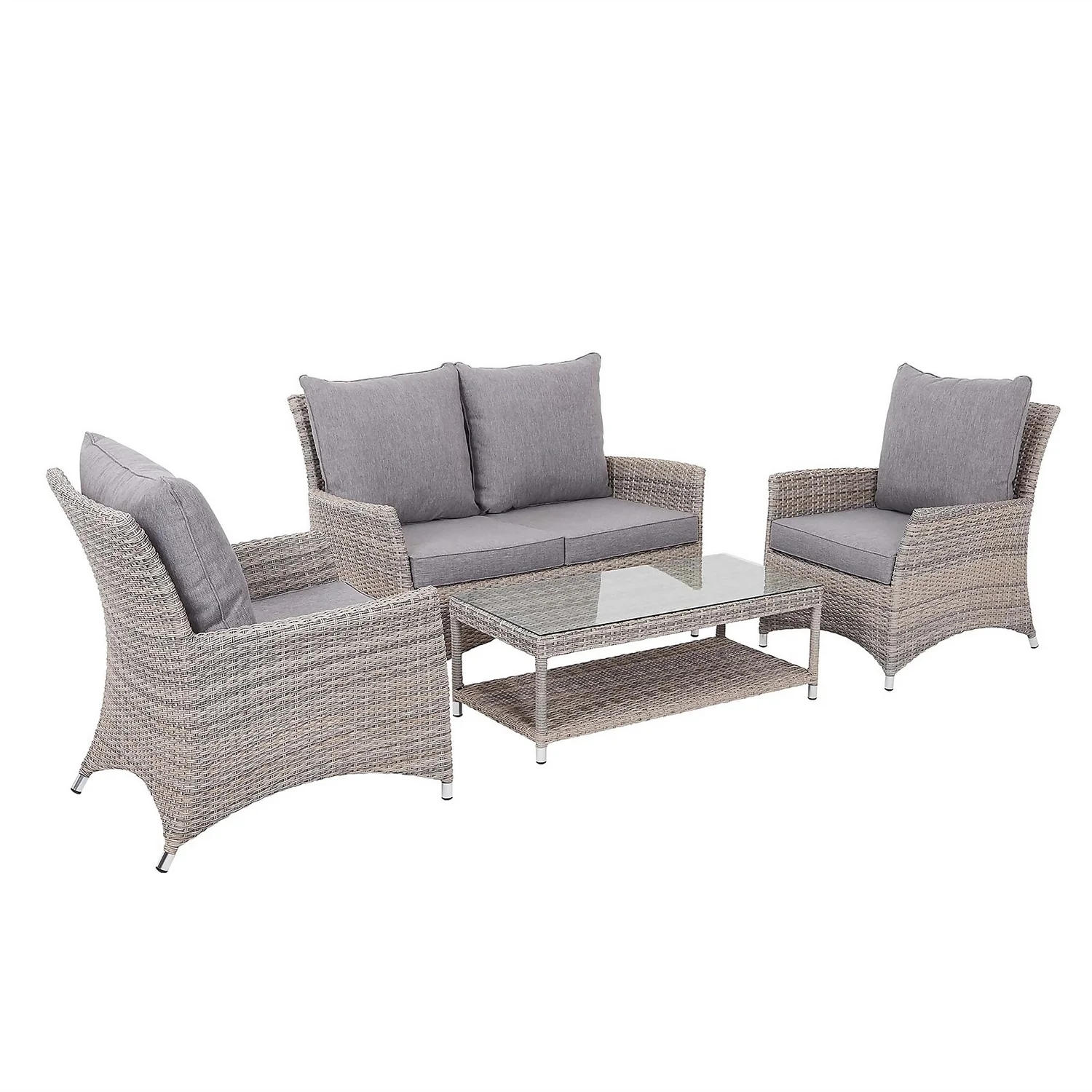 Florence 4 Seater Grey Rattan Garden Sofa Set - Image 4