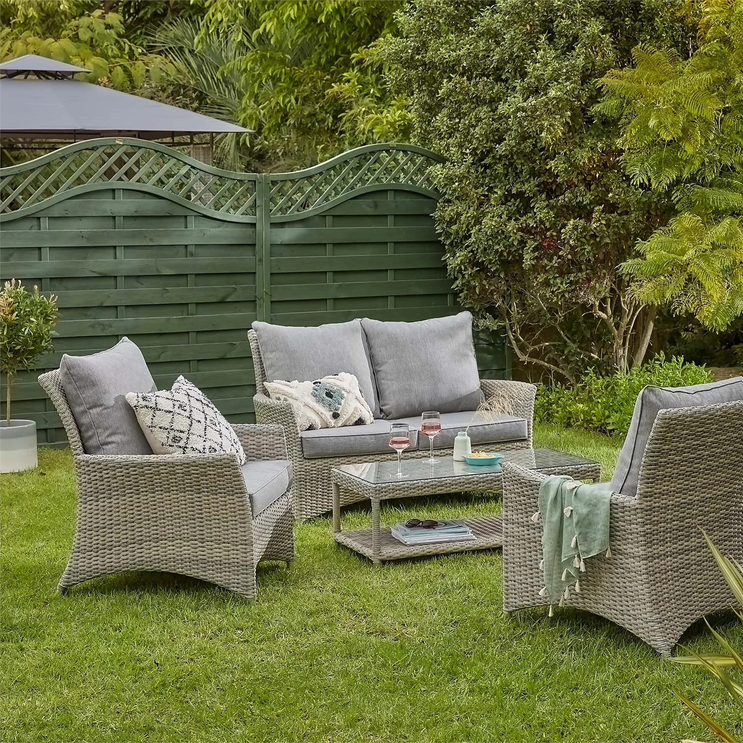 Florence 4 Seater Grey Rattan Garden Sofa Set