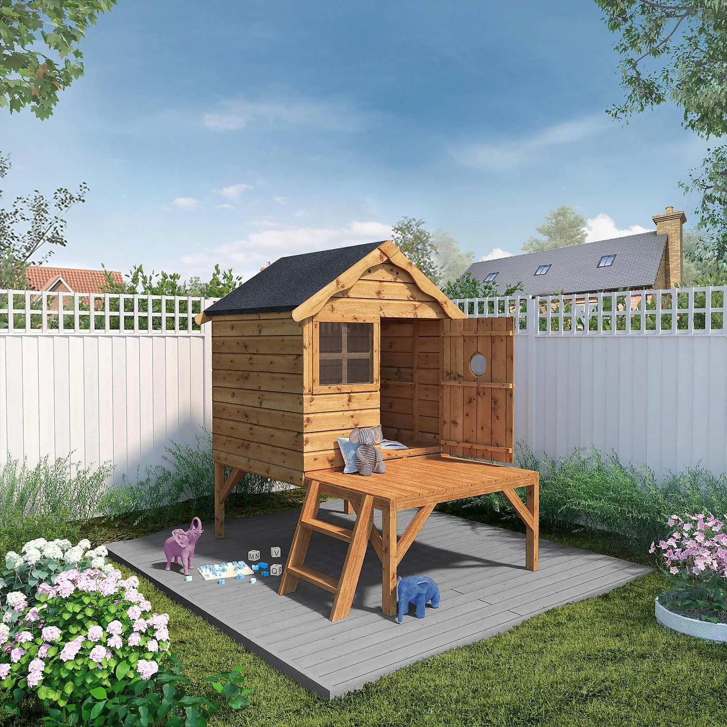 Mercia 4 X 7ft Snug Wooden Playhouse With Tower - Image 2
