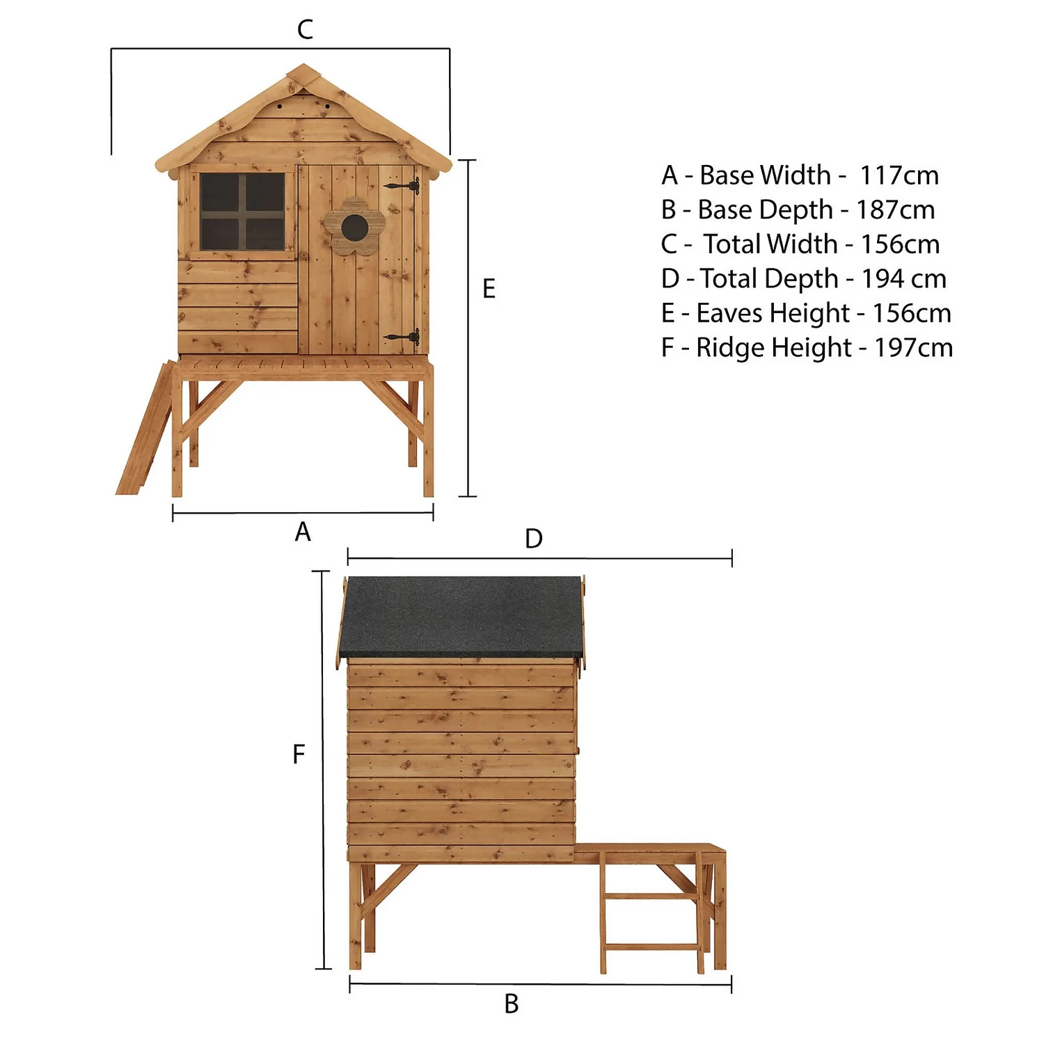 Mercia 4 X 7ft Snug Wooden Playhouse With Tower - Image 8
