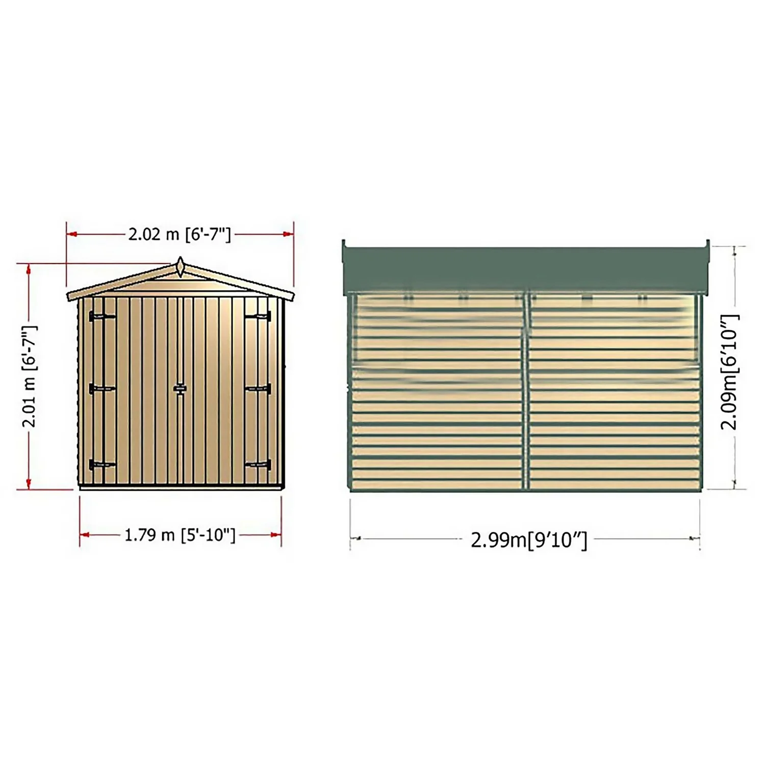 Shire 10 X 6ft Shed Overlap Double Door - No Windows - Image 8