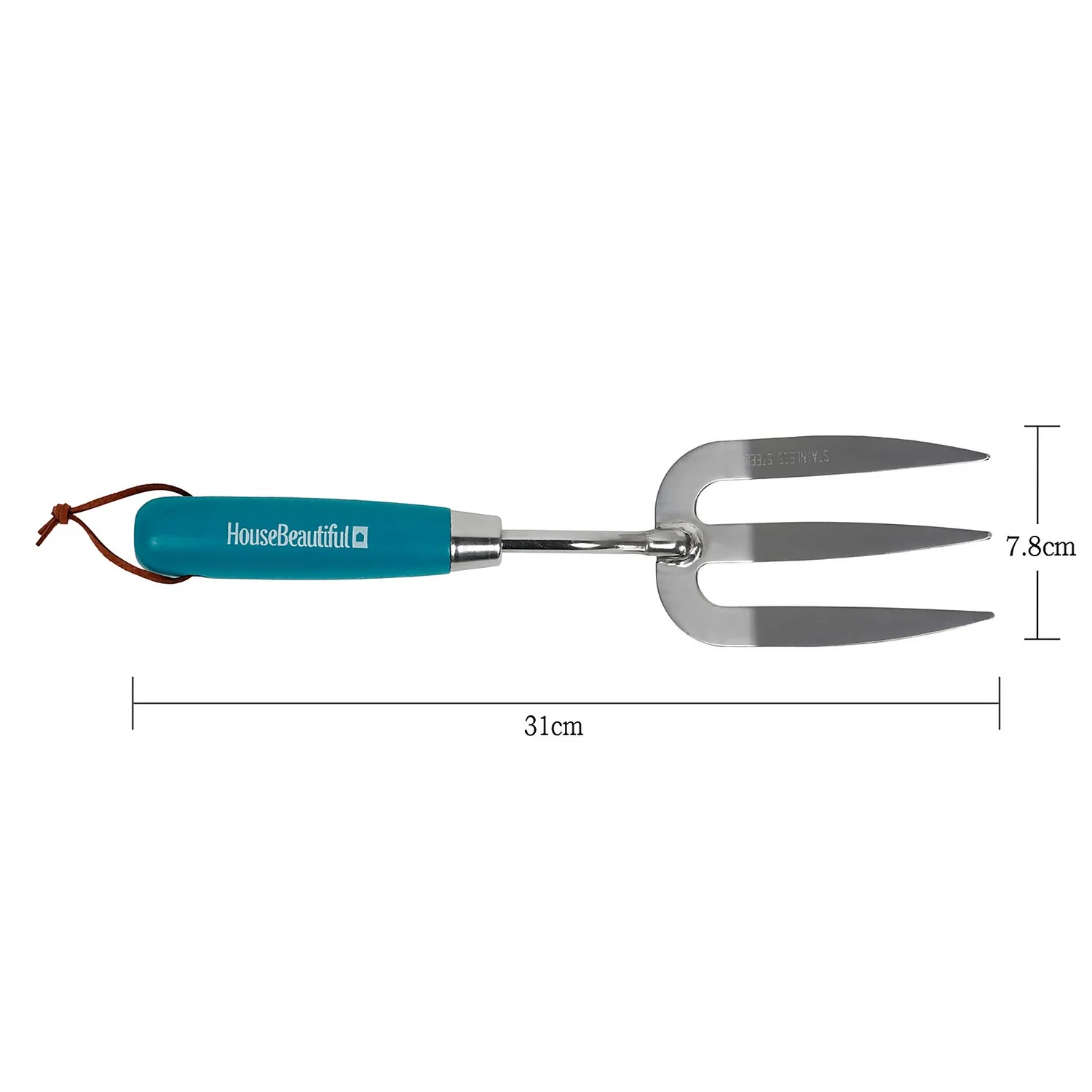 House Beautiful Stainless Steel Hand Fork With A Teal Painted Hardwood Handle - Image 3