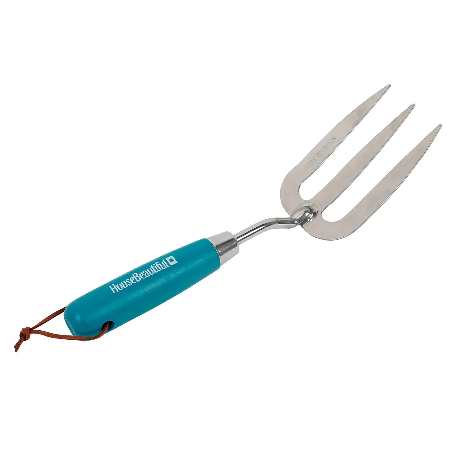 House Beautiful Stainless Steel Hand Fork With A Teal Painted Hardwood Handle - Image 4