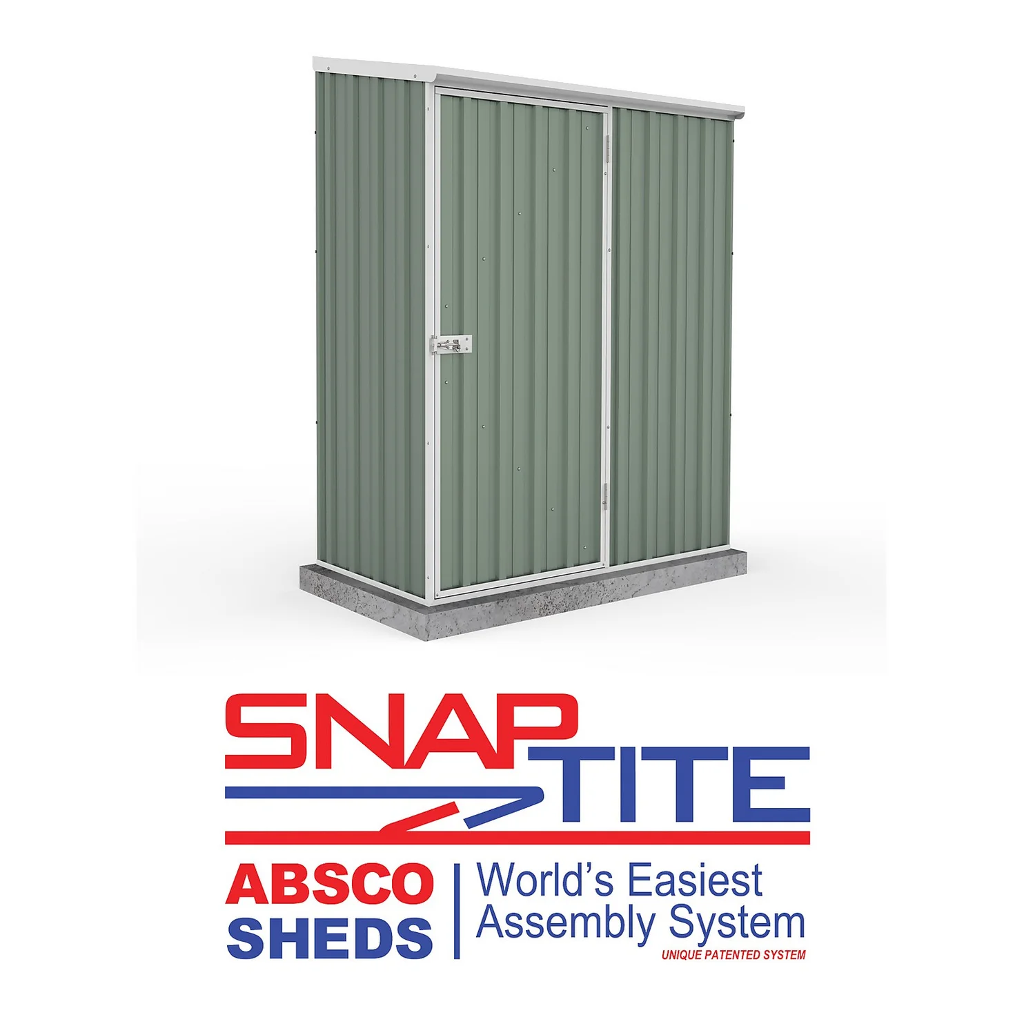 Absco 5 X 3ft Space Saver Metal Pent Shed - Green - Image 2