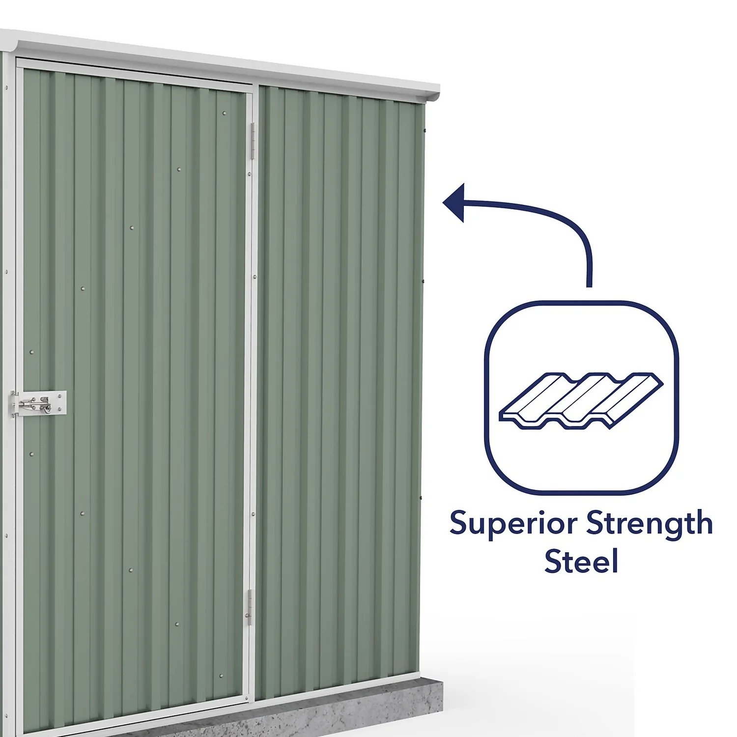 Absco 5 X 3ft Space Saver Metal Pent Shed - Green - Image 7