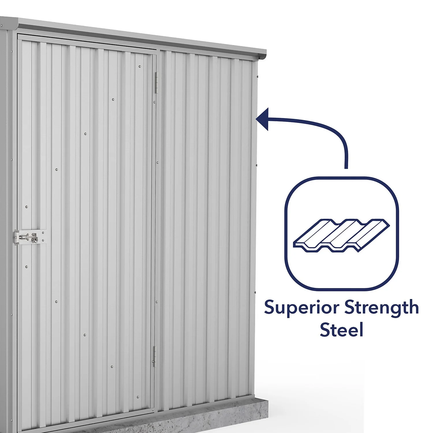 Absco 5 X 3ft Space Saver Metal Pent Shed - Zinc - Image 7