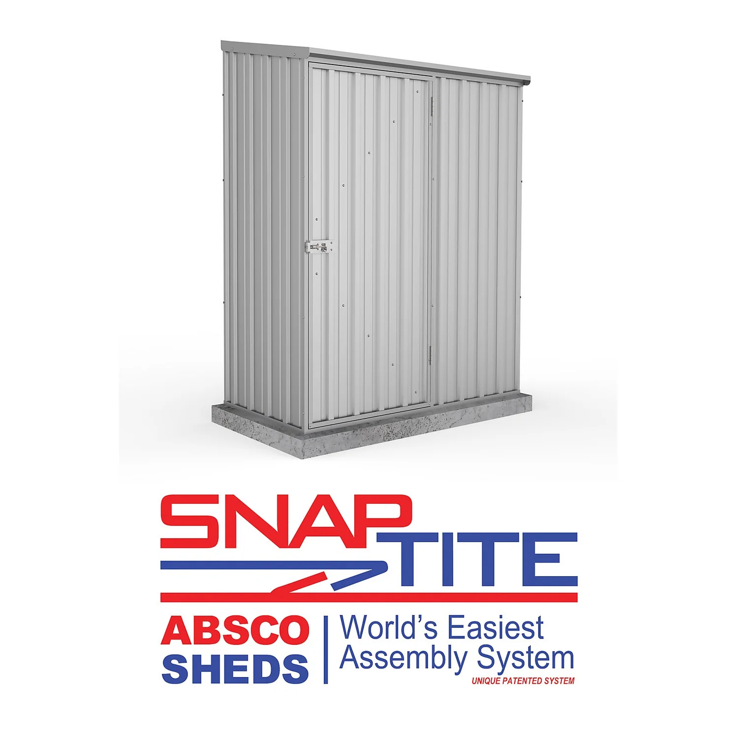 Absco 5 X 3ft Space Saver Metal Pent Shed - Zinc - Image 2