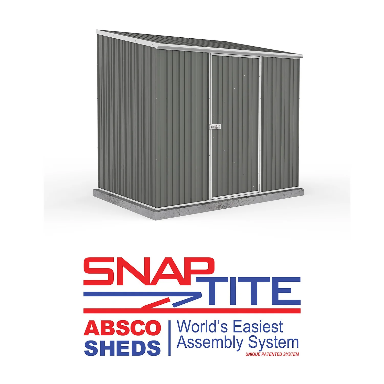 Absco 7.5 X 5ft Space Saver Metal Pent Shed - Grey - Image 2