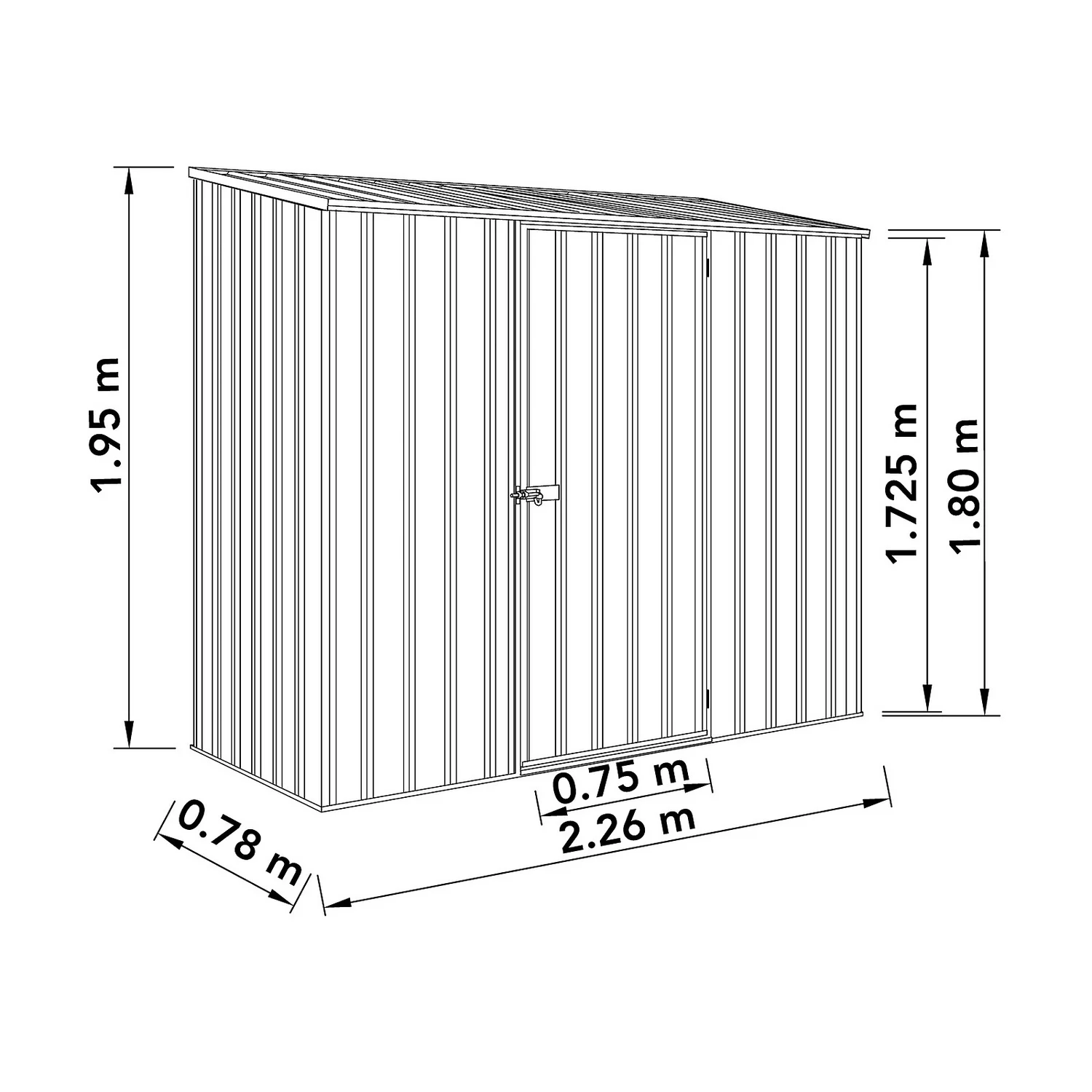 Absco 7.5 X 3ft Space Saver Metal Pent Shed - Green - Image 3