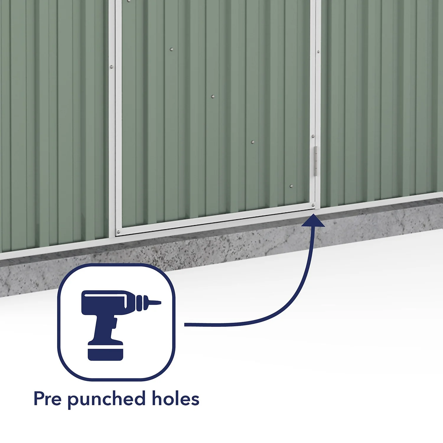 Absco 7.5 X 3ft Space Saver Metal Pent Shed - Green - Image 6