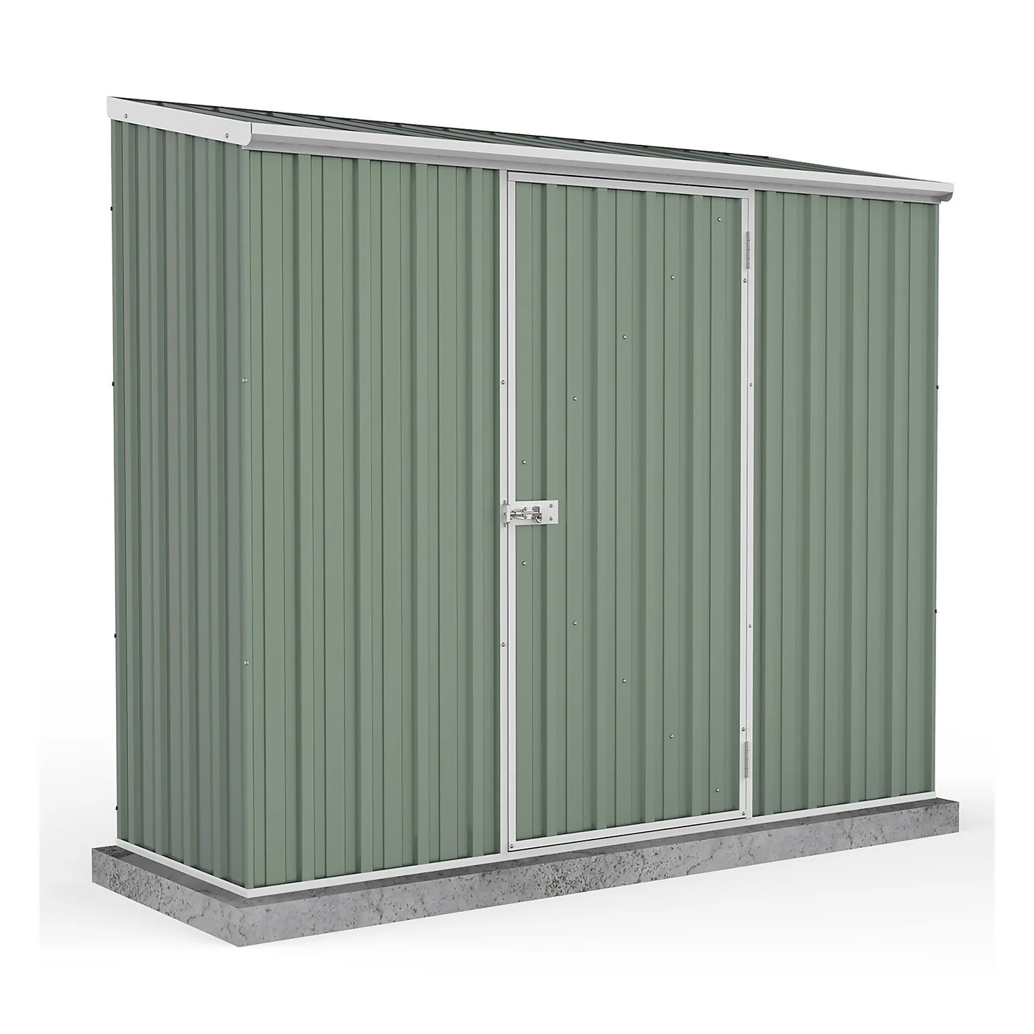 Absco 7.5 X 3ft Space Saver Metal Pent Shed - Green