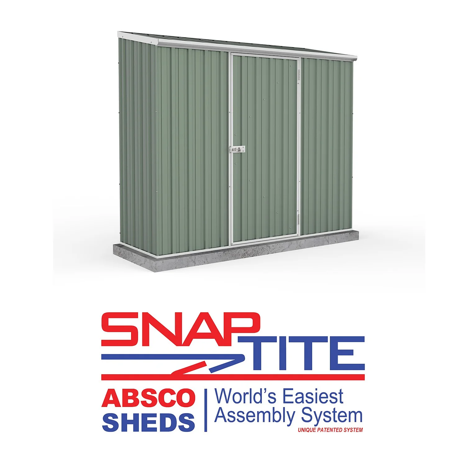 Absco 7.5 X 3ft Space Saver Metal Pent Shed - Green - Image 2
