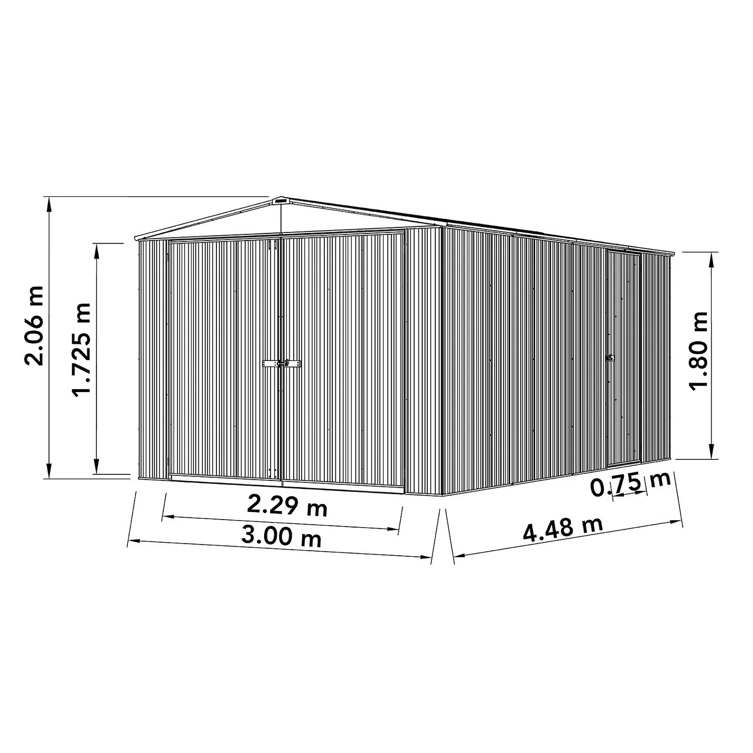 Absco 10 X 15ft Utility Workshop Apex Metal Shed - Zinc - Image 3