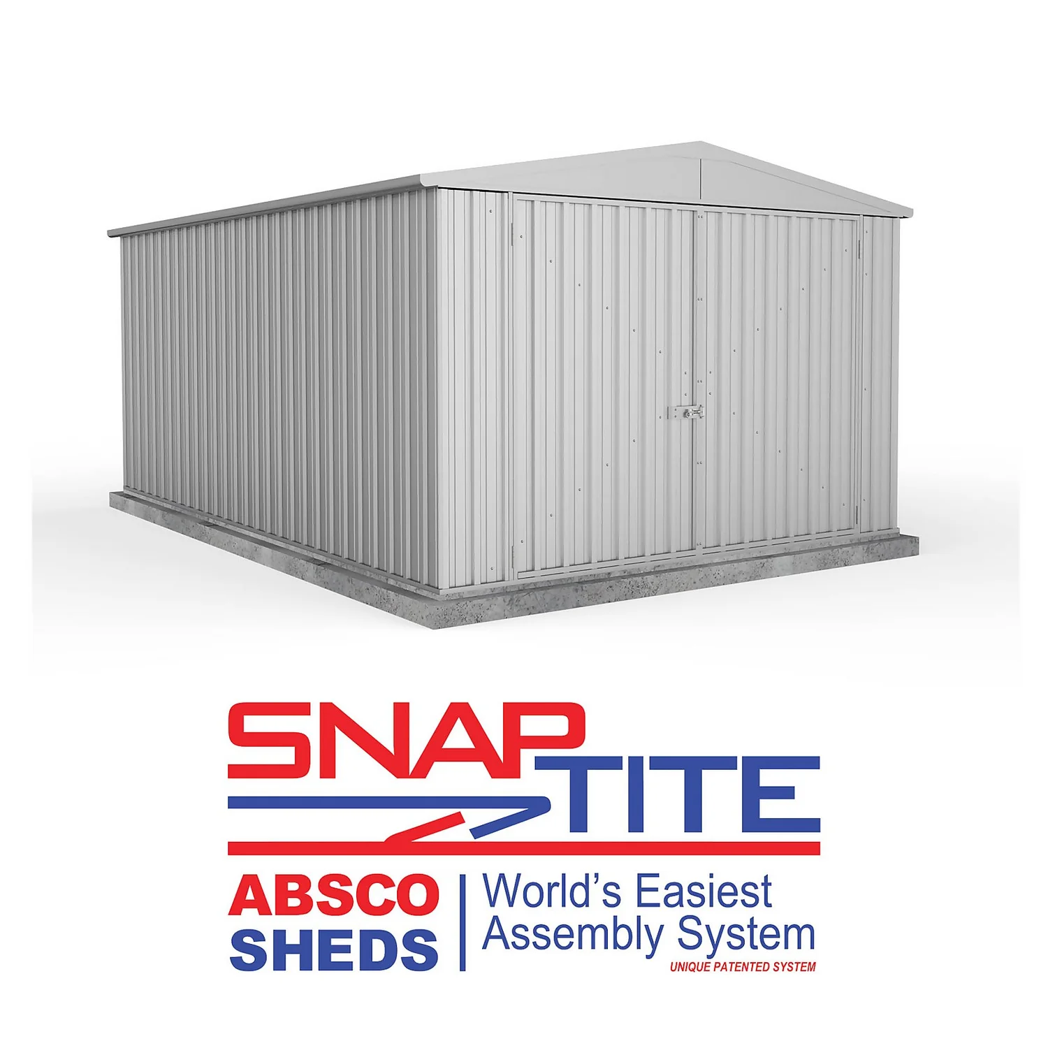Absco 10 X 15ft Utility Workshop Apex Metal Shed - Zinc - Image 2