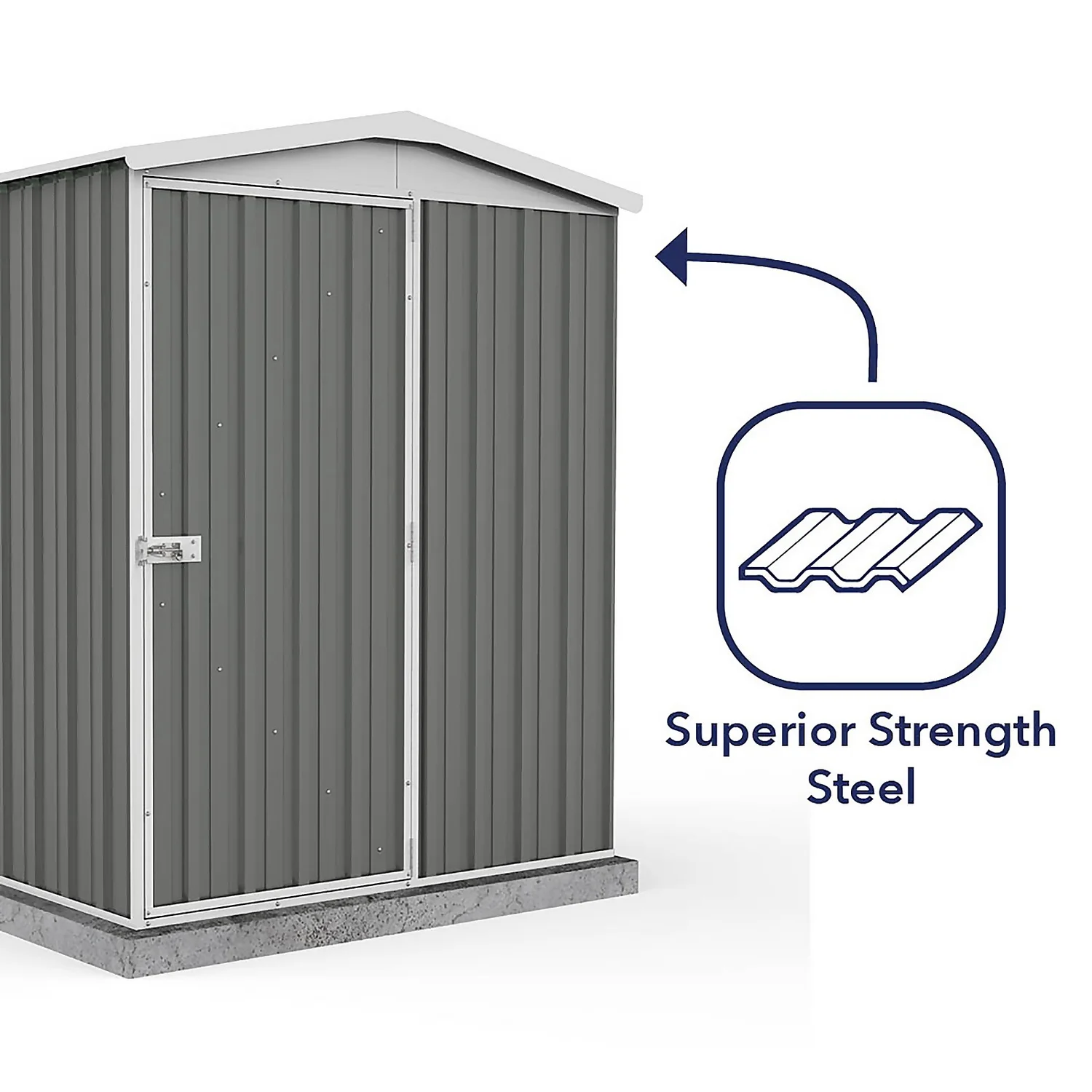 Absco 5 X 5ft Regent Metal Apex Shed - Grey - Image 7
