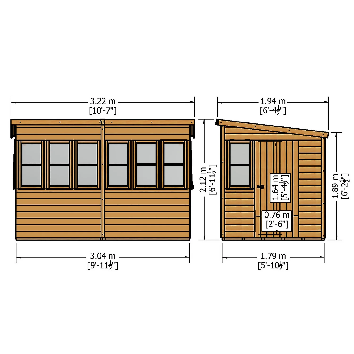 Shire 10 X 6ft Sun Pent Shed - Including Installation - Image 3