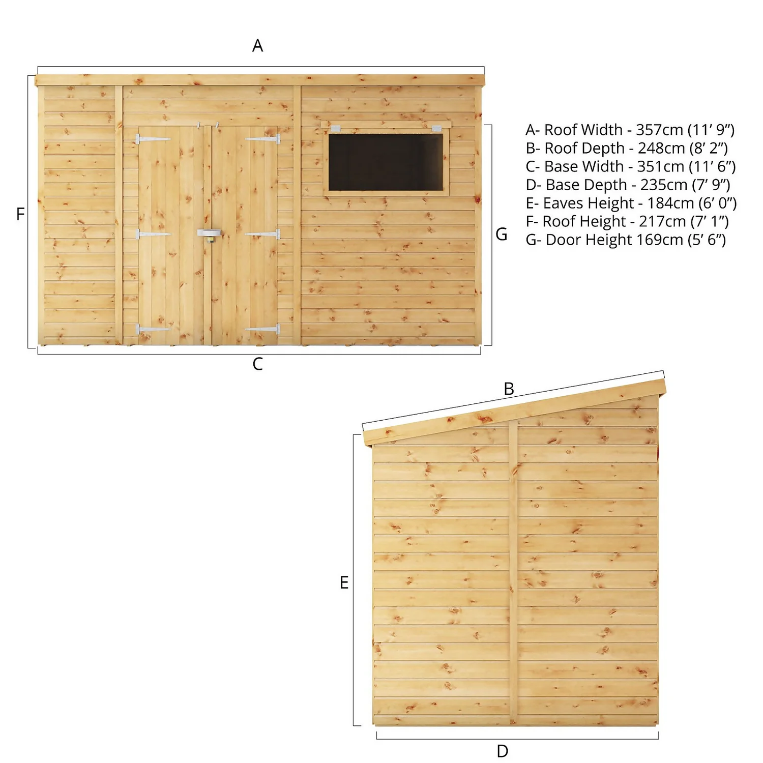 Mercia 12ft X 8ft Premium Shiplap Pent Shed - Including Installation - Image 9