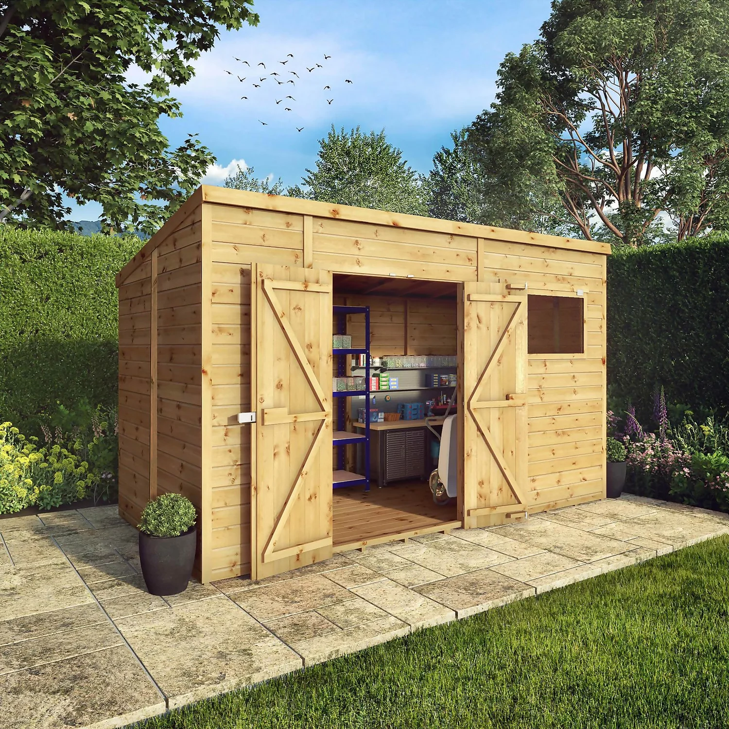 Mercia 12ft X 8ft Premium Shiplap Pent Shed - Including Installation - Image 2