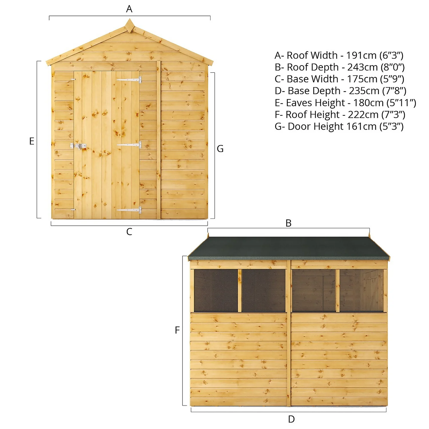 Mercia 8ft X 6ft Premium Shiplap Apex Shed - Image 7