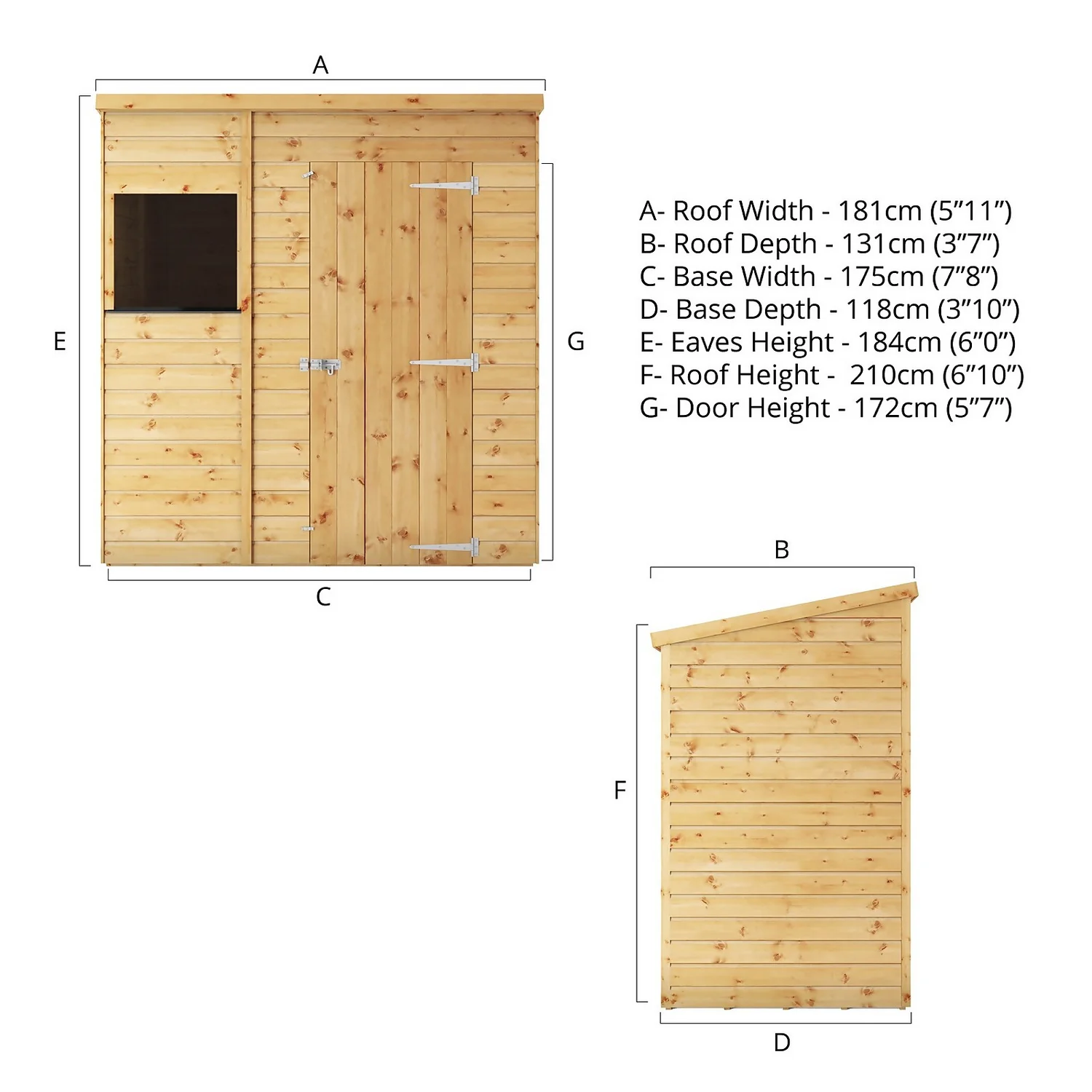 Mercia 6ft X 4ft Premium Shiplap Pent Shed - Image 7