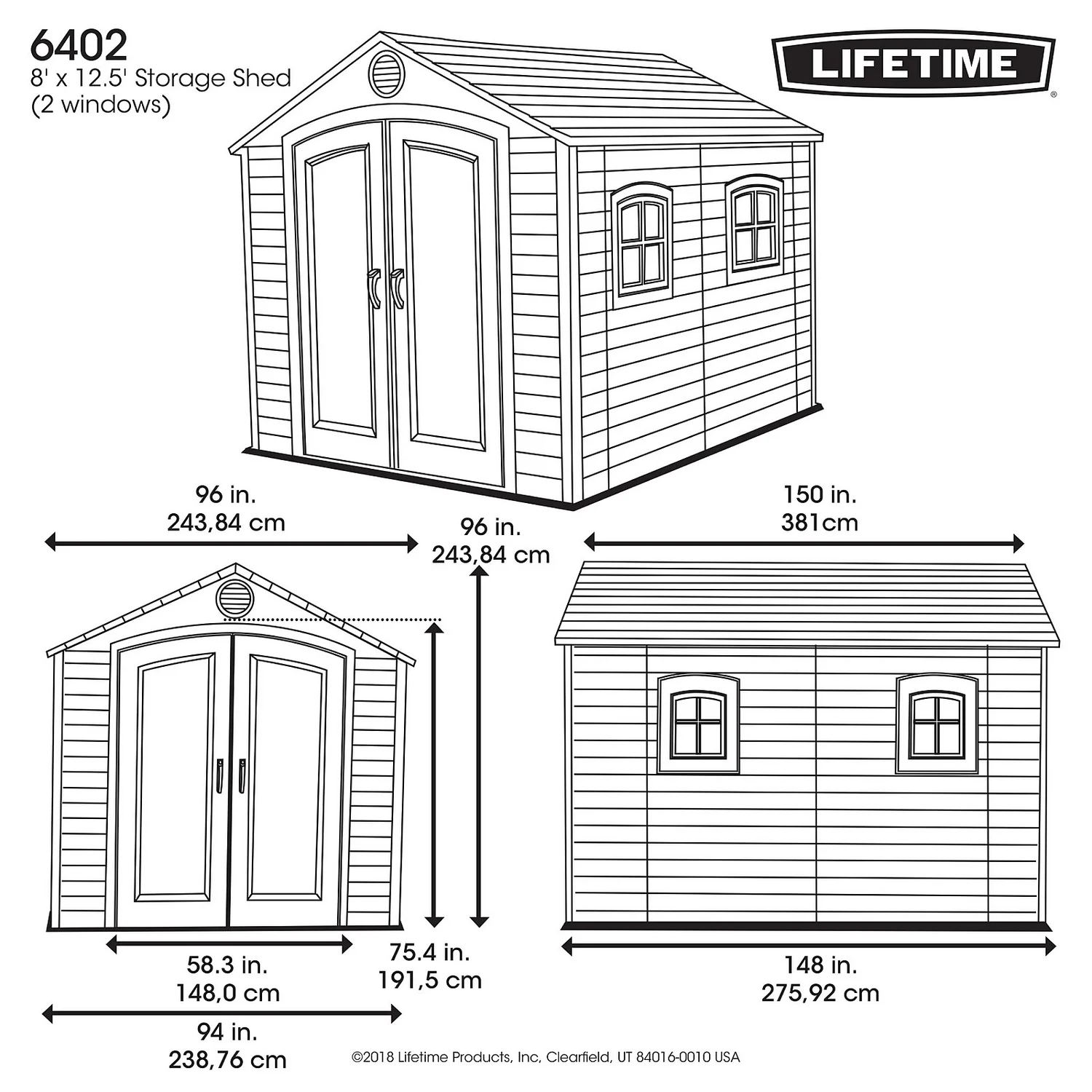 Lifetime Plastic Outdoor Storage Shed - 8x12.5ft - Image 4