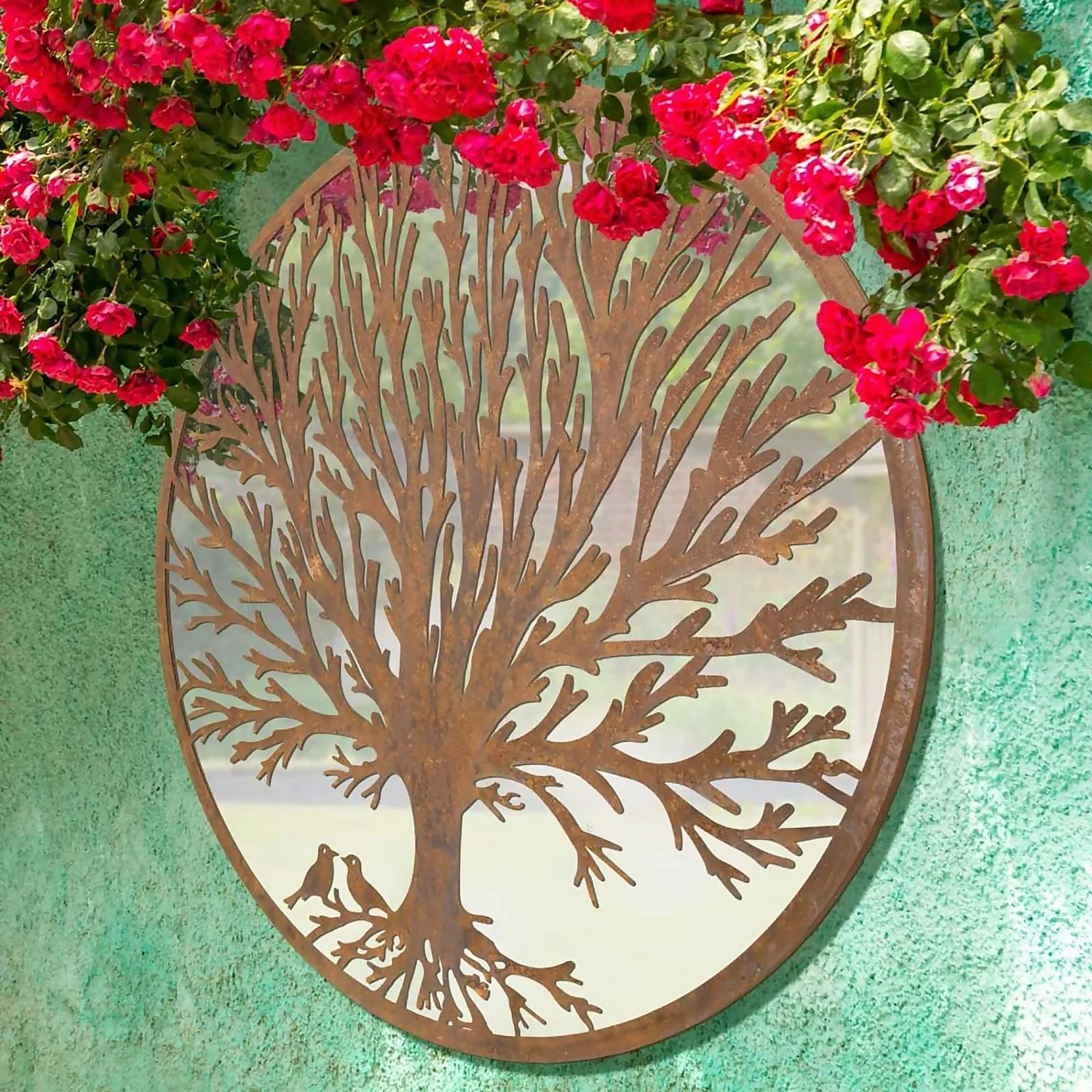 MirrorOutlet Birds Round Circular Garden Mirror - 100cm - Image 2