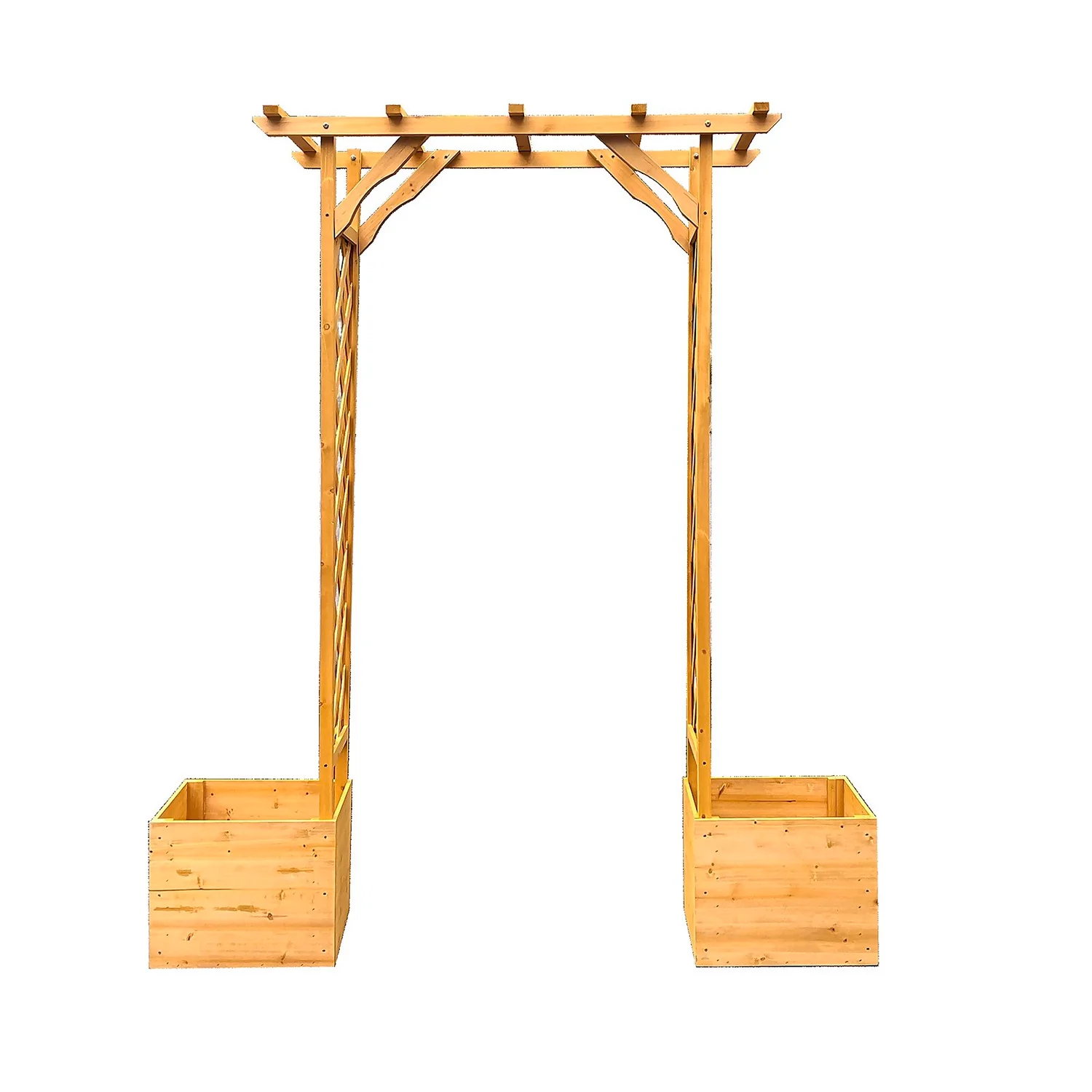 Homebase Wooden Garden Arched Trellis With Planters