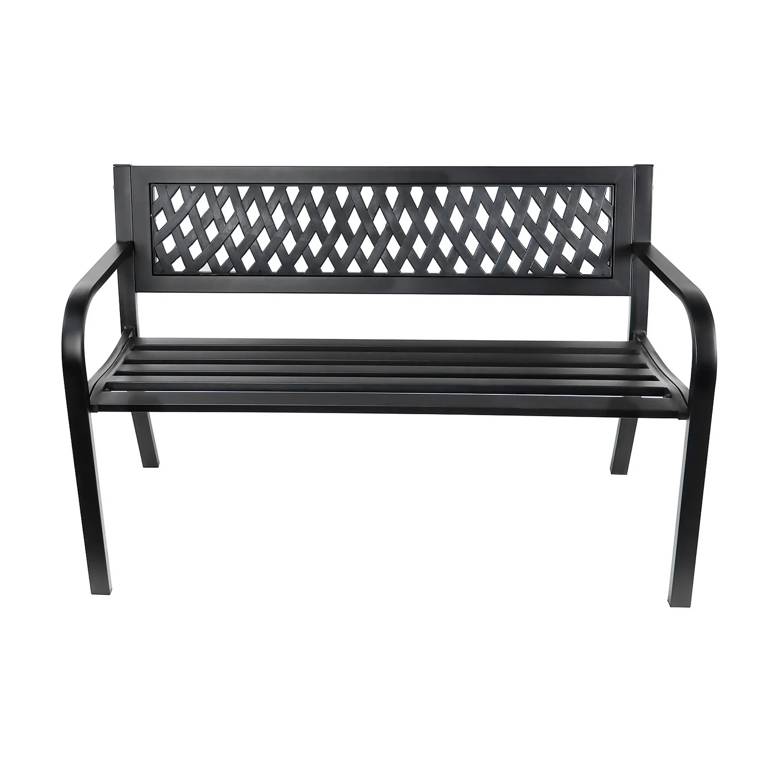 Black Steel Garden Bench