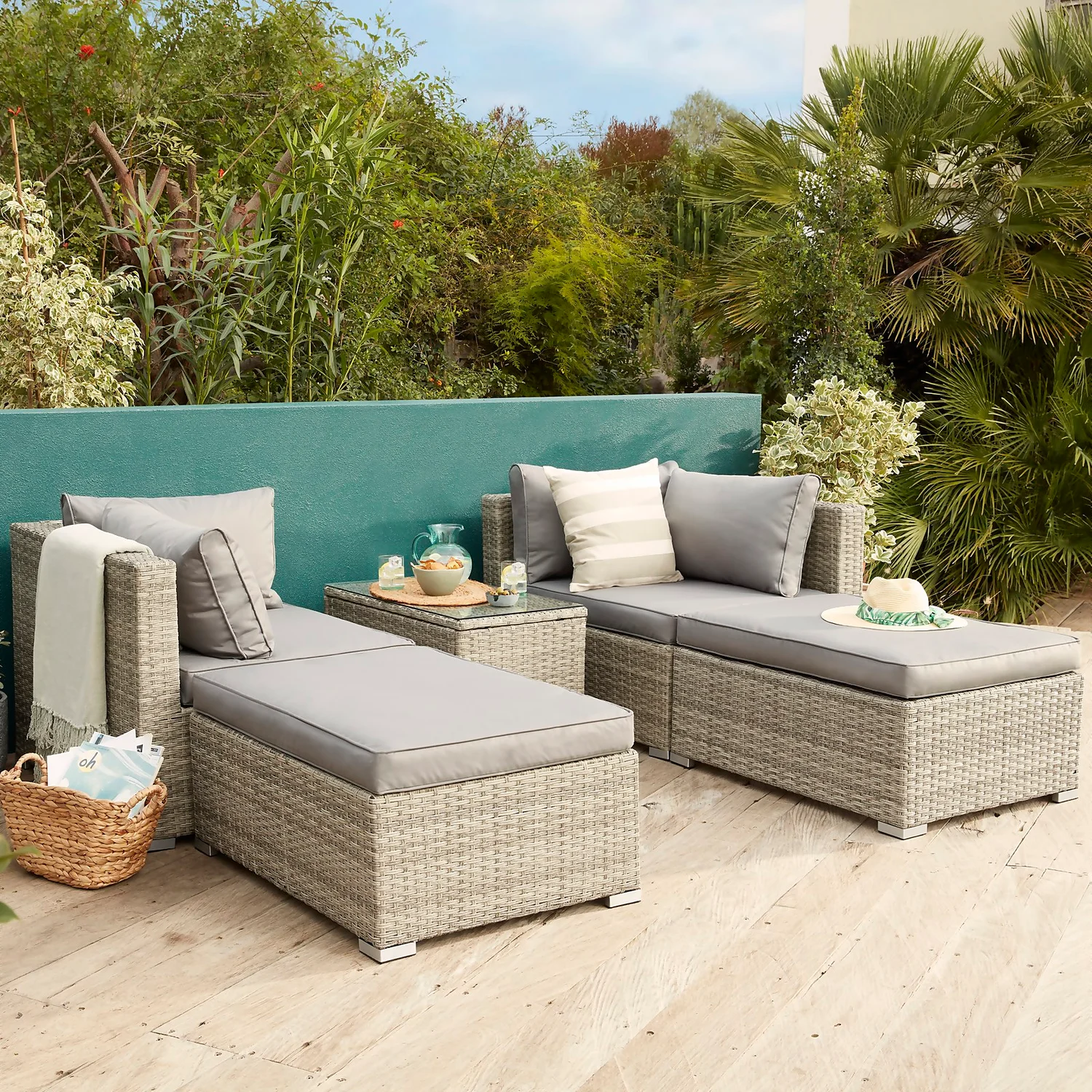 Cairo Grey Rattan Effect Garden Sofa Set