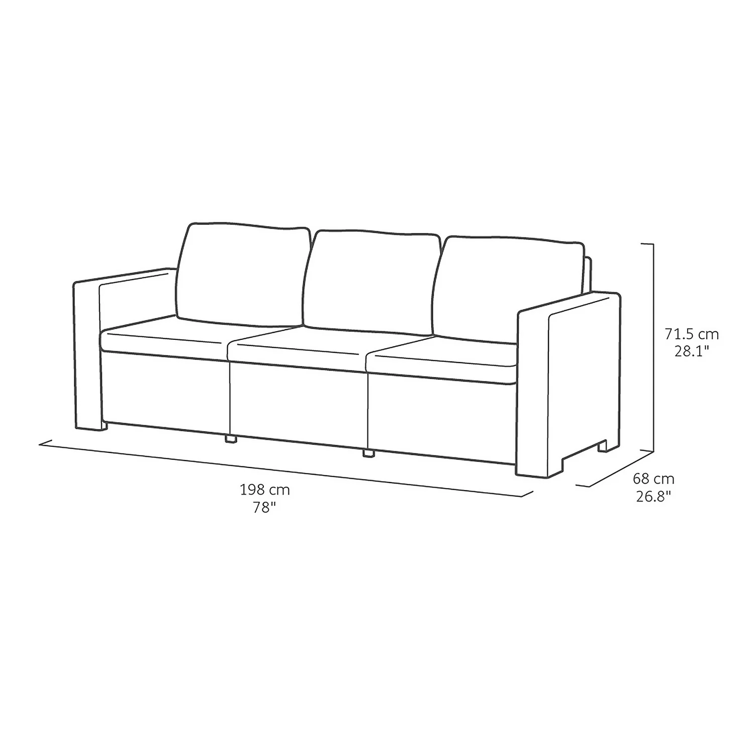 Keter California 5 Seater Outdoor Garden Furniture Sofa And Lounge Set - Graphite With Grey Cushions - Image 8